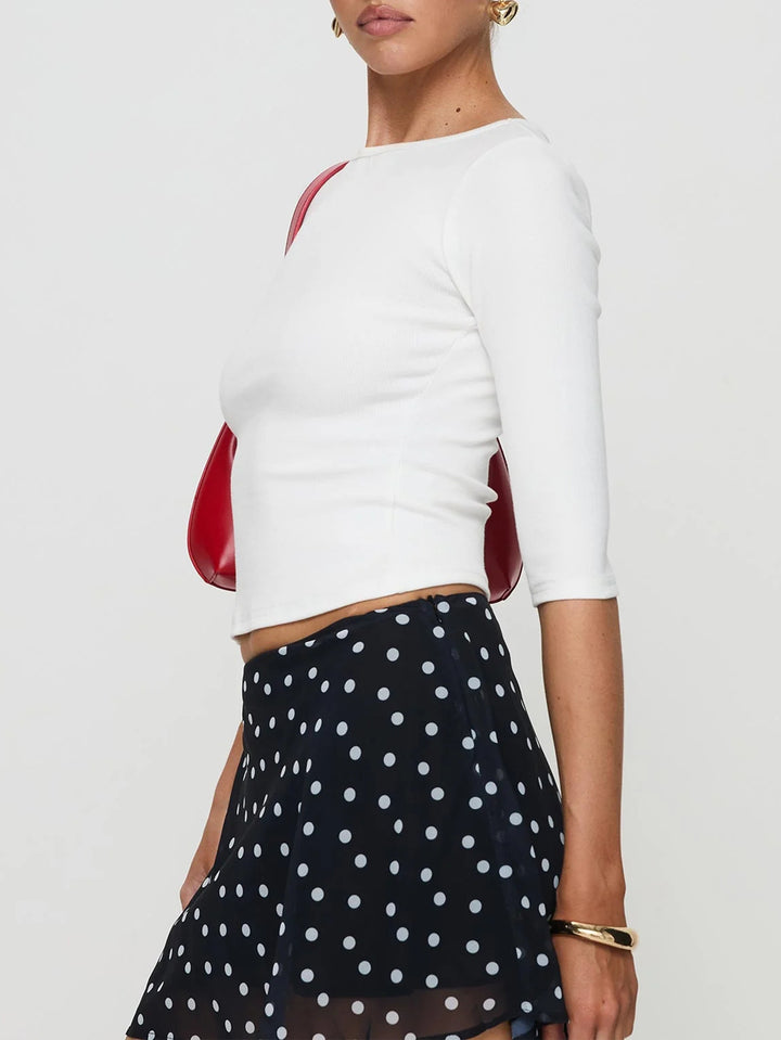 Damen cropped Langarmshirt mit elegantem Rundhalsausschnitt und figurschmeichelnder Passform Drune