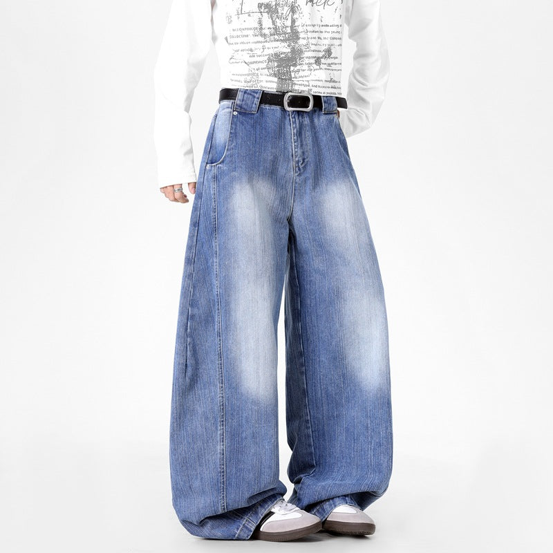 Herren Extraweite Baggy-Jeans mit extrem weitem Bein, tiefem Schritt & markanter Used-Waschung Drune