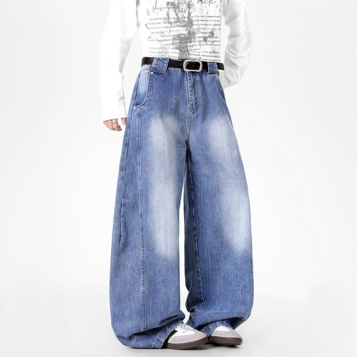 Herren Extraweite Baggy-Jeans mit extrem weitem Bein, tiefem Schritt & markanter Used-Waschung Drune
