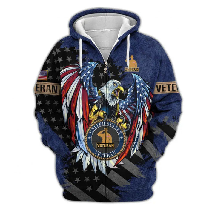 Herren Kapuzensweater mit amerikanischem Veteranenmotiv Drune