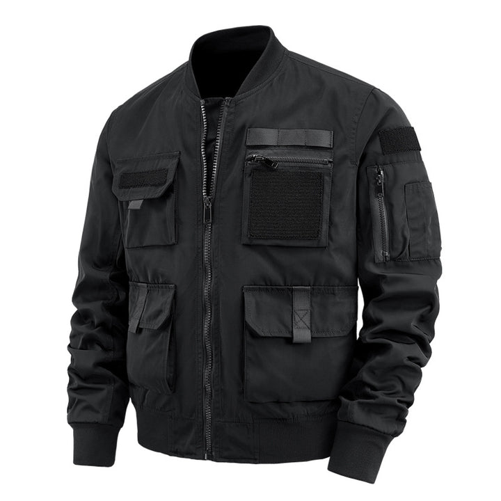 Herren taktische Bomberjacke mit multifunktionalen Taschen und Stretchbündchen Drune