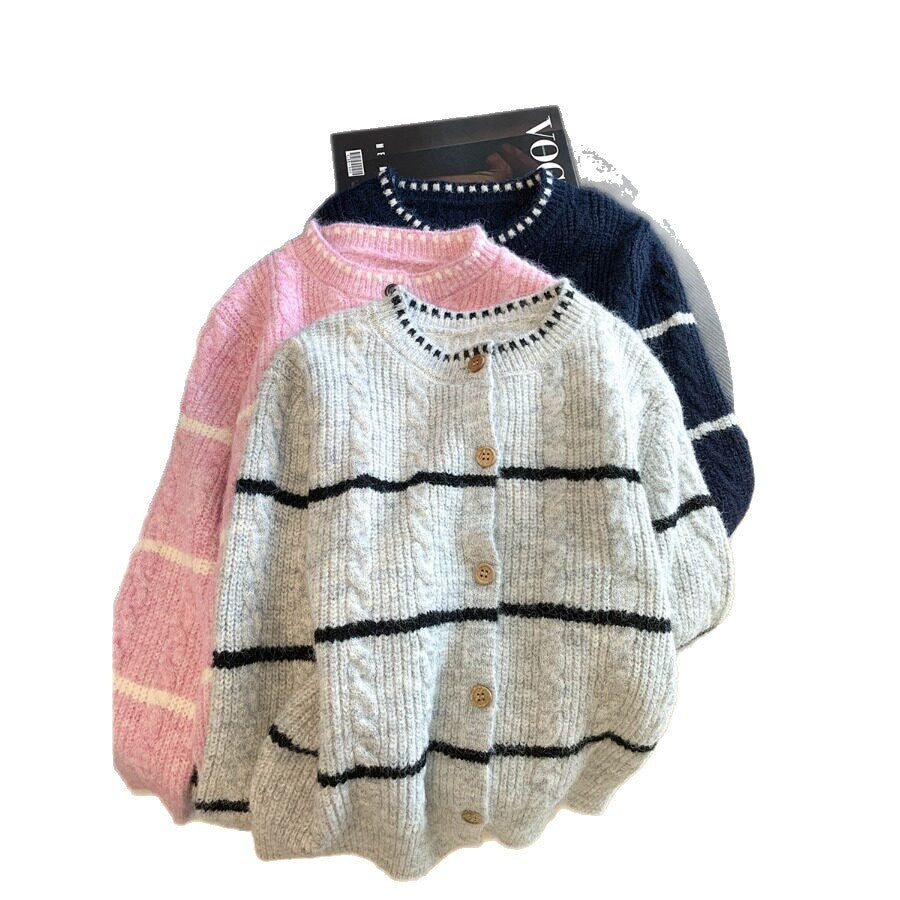 Damen Gemütlicher Strickcardigan mit Knopfleiste Drune