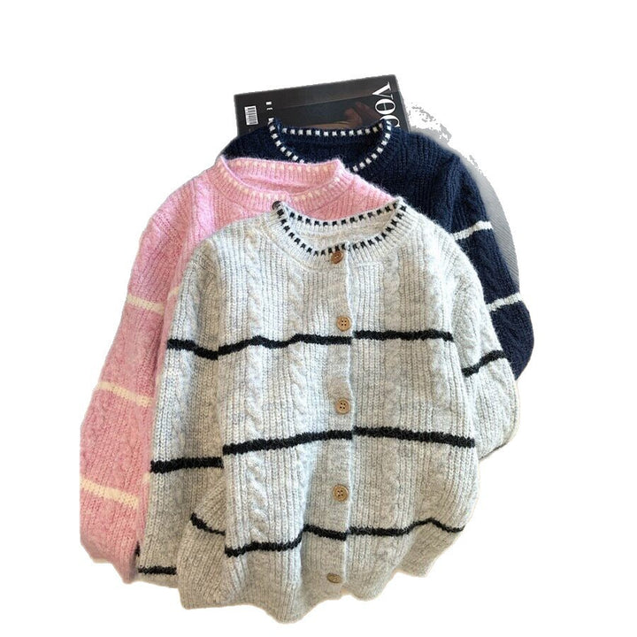 Damen Gemütlicher Strickcardigan mit Knopfleiste Drune