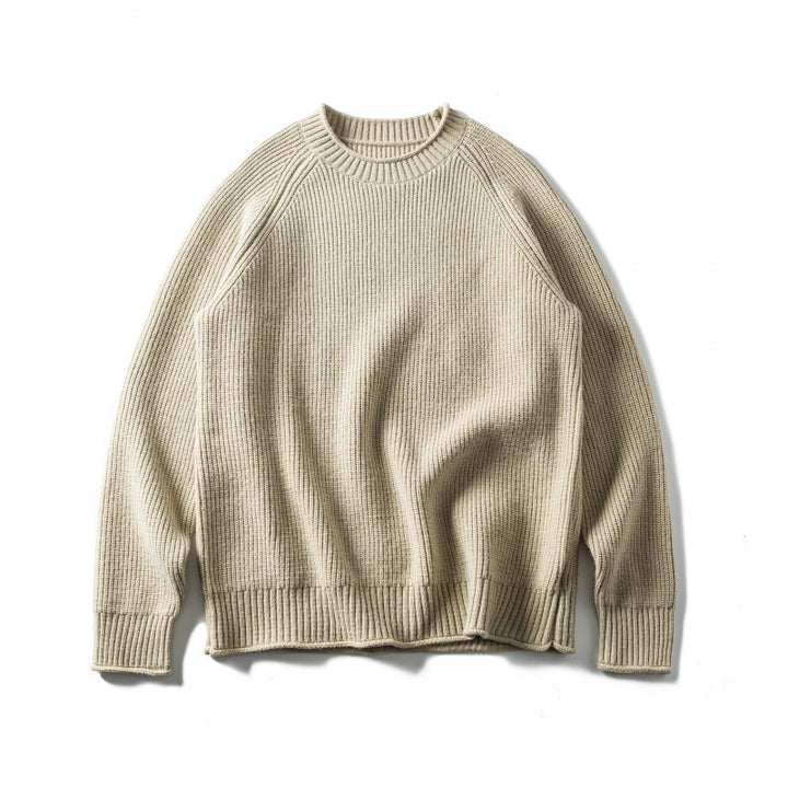Unisex Grobgestrickter Rundhals-Pullover im Oversize-Boxy-Cut mit Raglanärmeln Drune