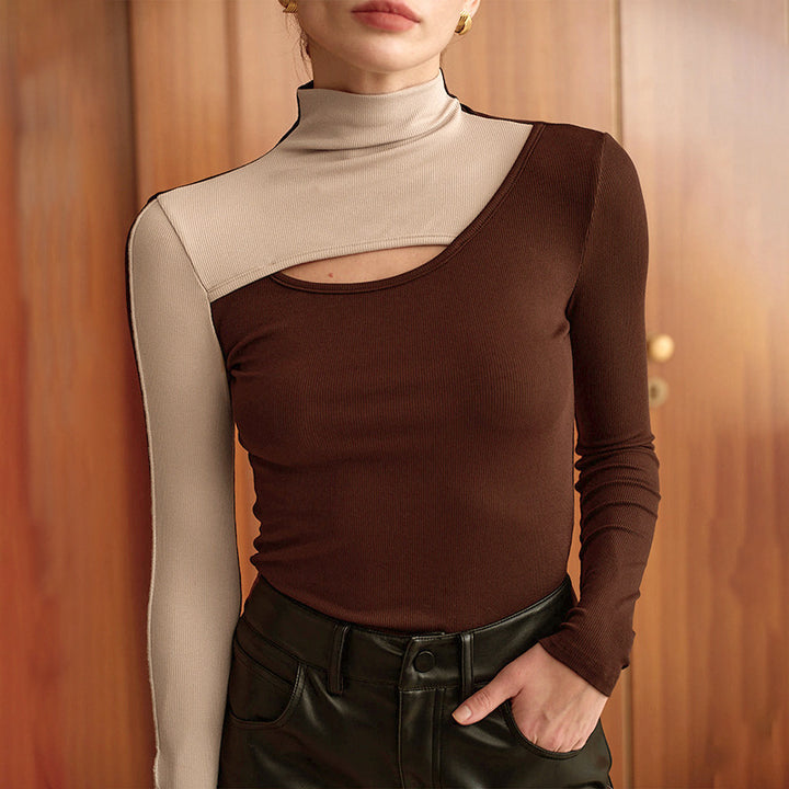 Damen Modisches Langarmoberteil mit asymmetrischem Design und raffinierter Ausschnitt Drune