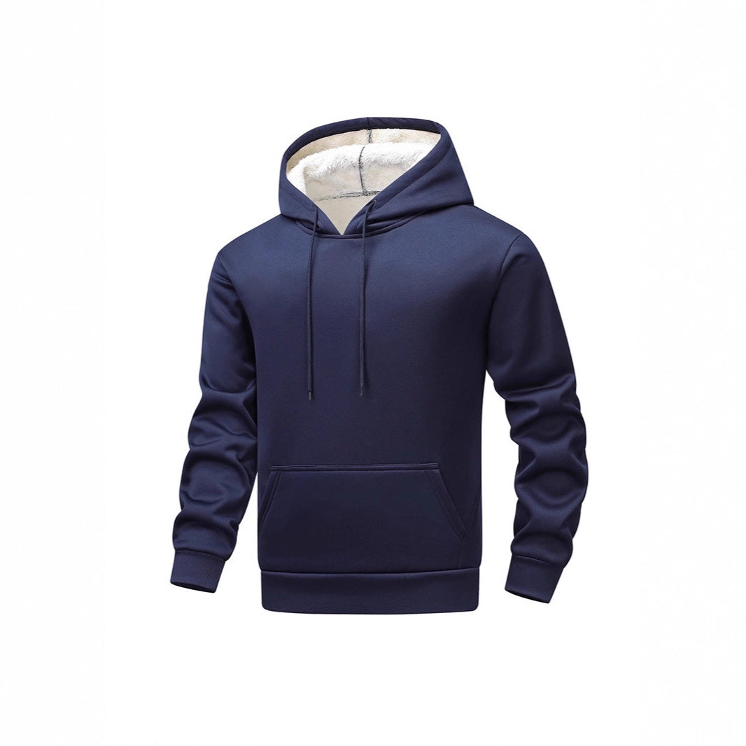 Herren Fleece-Kapuzenpullover mit Sherpa-Innenfutter und Kängurutasche Drune