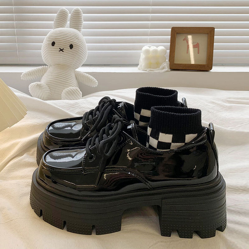 Damen Modische Plattform-Schnürschuhe mit einzigartigem Design und dicker Sohle Drune