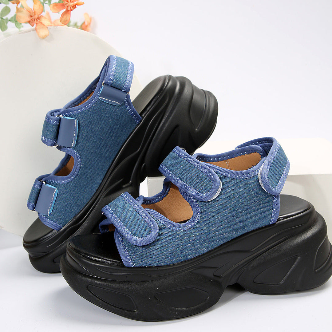 Damen Plateau-Sandalen mit verziertem Riemen und komfortabler Sohle Drune