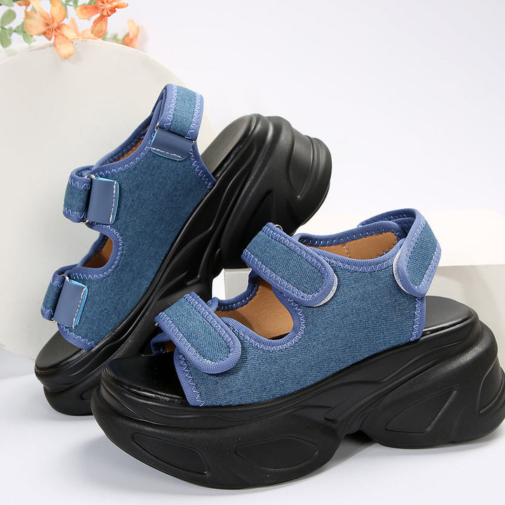 Damen Plateau-Sandalen mit verziertem Riemen und komfortabler Sohle Drune