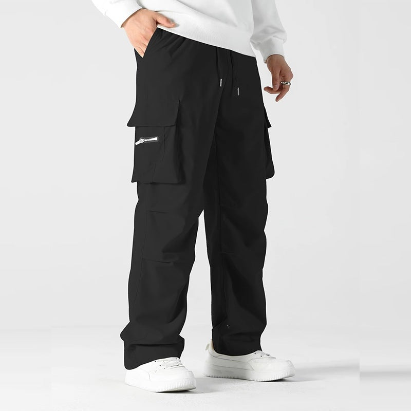 Herren weite Utility-Cargohose mit Tunnelzugbund, Knieabnähern und Multifachtaschen Drune