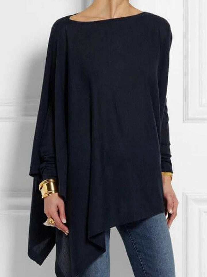 Damen nan drapierte Oversize-Tunika mit schrägem Zipfelsaum und weiten Fledermausärmeln Drune