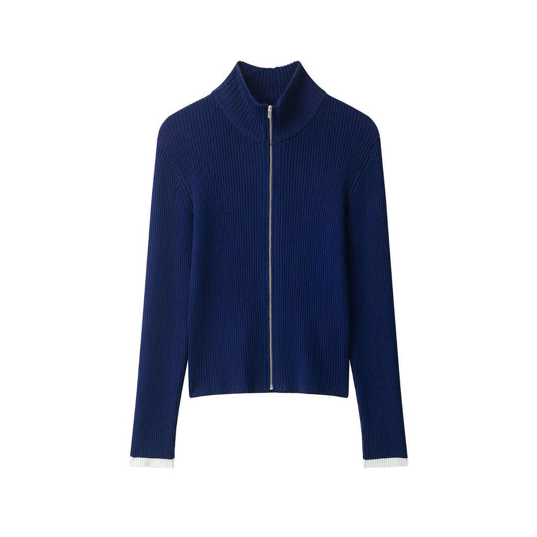 Damen Rippstrick-Cardigan mit Stehkragen und durchgehendem Reißverschluss Drune