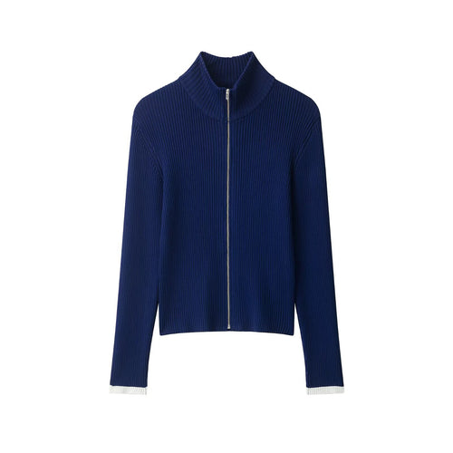 Damen Rippstrick-Cardigan mit Stehkragen und durchgehendem Reißverschluss Drune