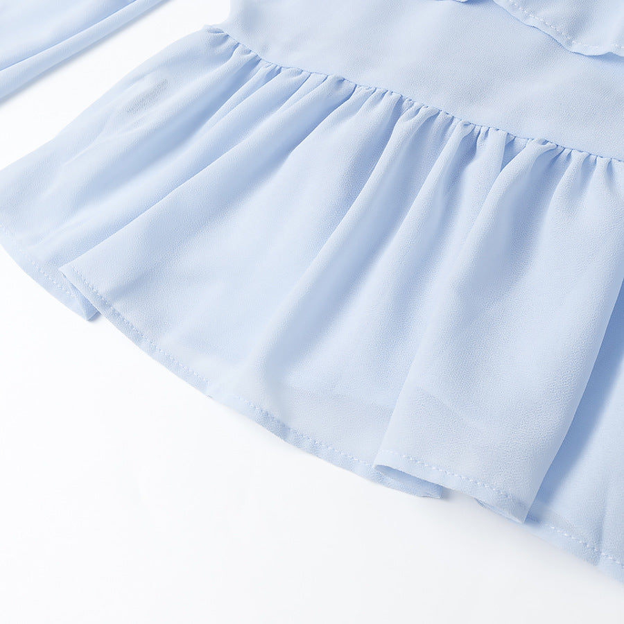 Damen elegante leichte Bluse mit Rüschenelementen Drune