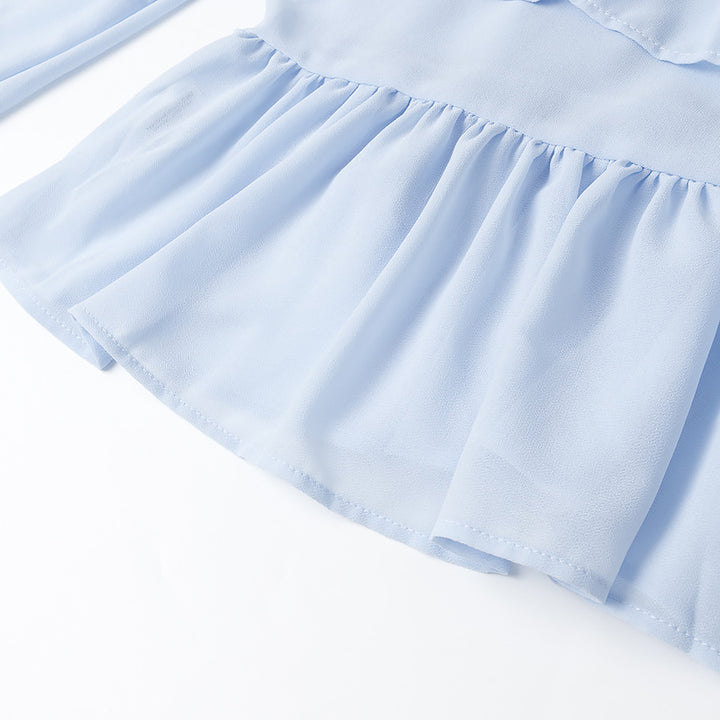 Damen elegante leichte Bluse mit Rüschenelementen Drune