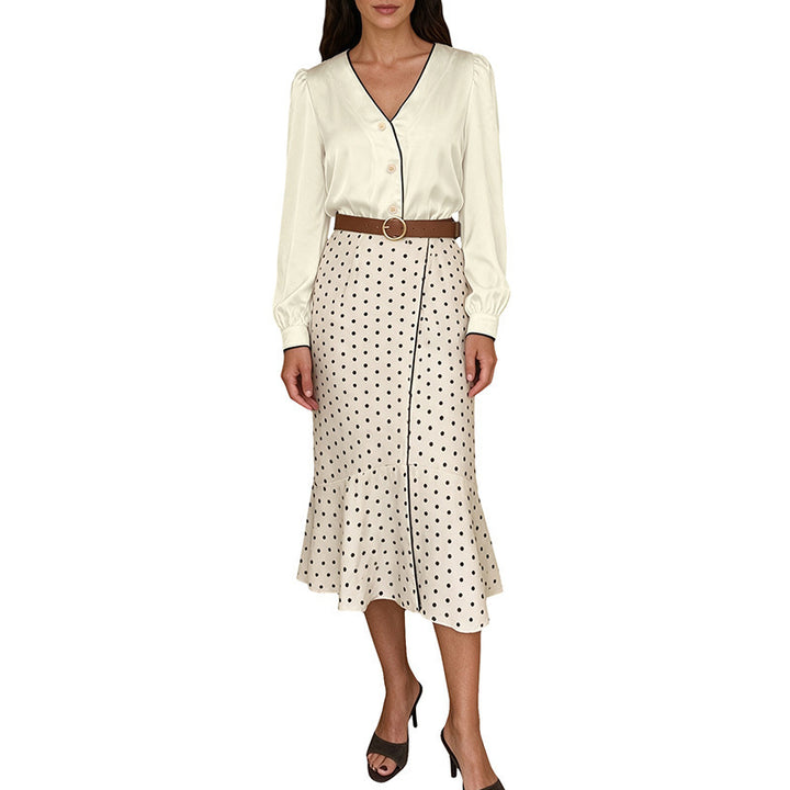 Damen Elegante Bluse mit Knopfdetails und Rüschen Drune