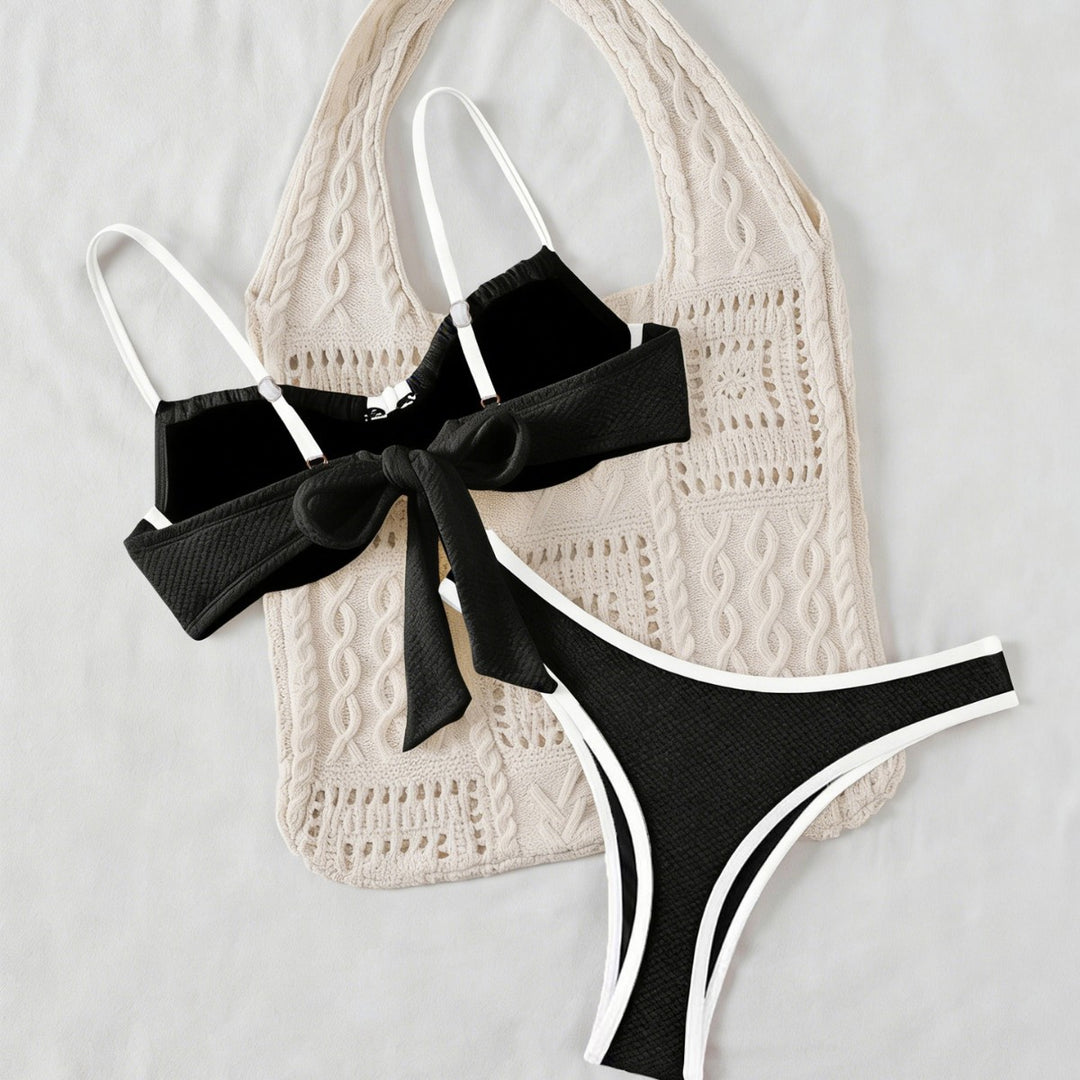 Damen Bikiniset mit feinem Wellenmuster und verstellbaren Trägern Drune