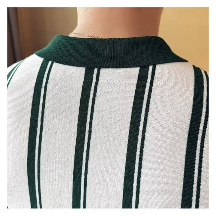 Herren Sportliches Poloshirt mit Reißverschluss und Streifen Drune