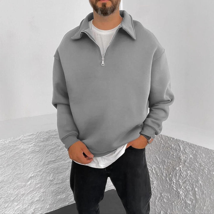 Herren Oversize Halbzip-Sweatshirt mit aufgestelltem Kragen Drune
