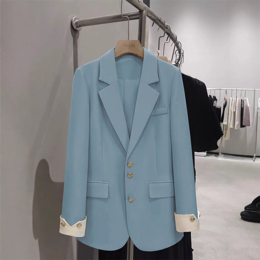 Damen Eleganter Blazer mit goldenen Knopfdetails Drune