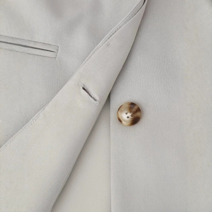 Damen nan minimalistischer V-Ausschnitt Blazerjacke mit verdeckter Verschlussleiste und schmalen Leistentaschen Drune