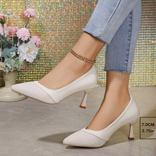 Damen elegante Kitten Heels mit funkelnden Details und komfortabler Einlegesohle Drune