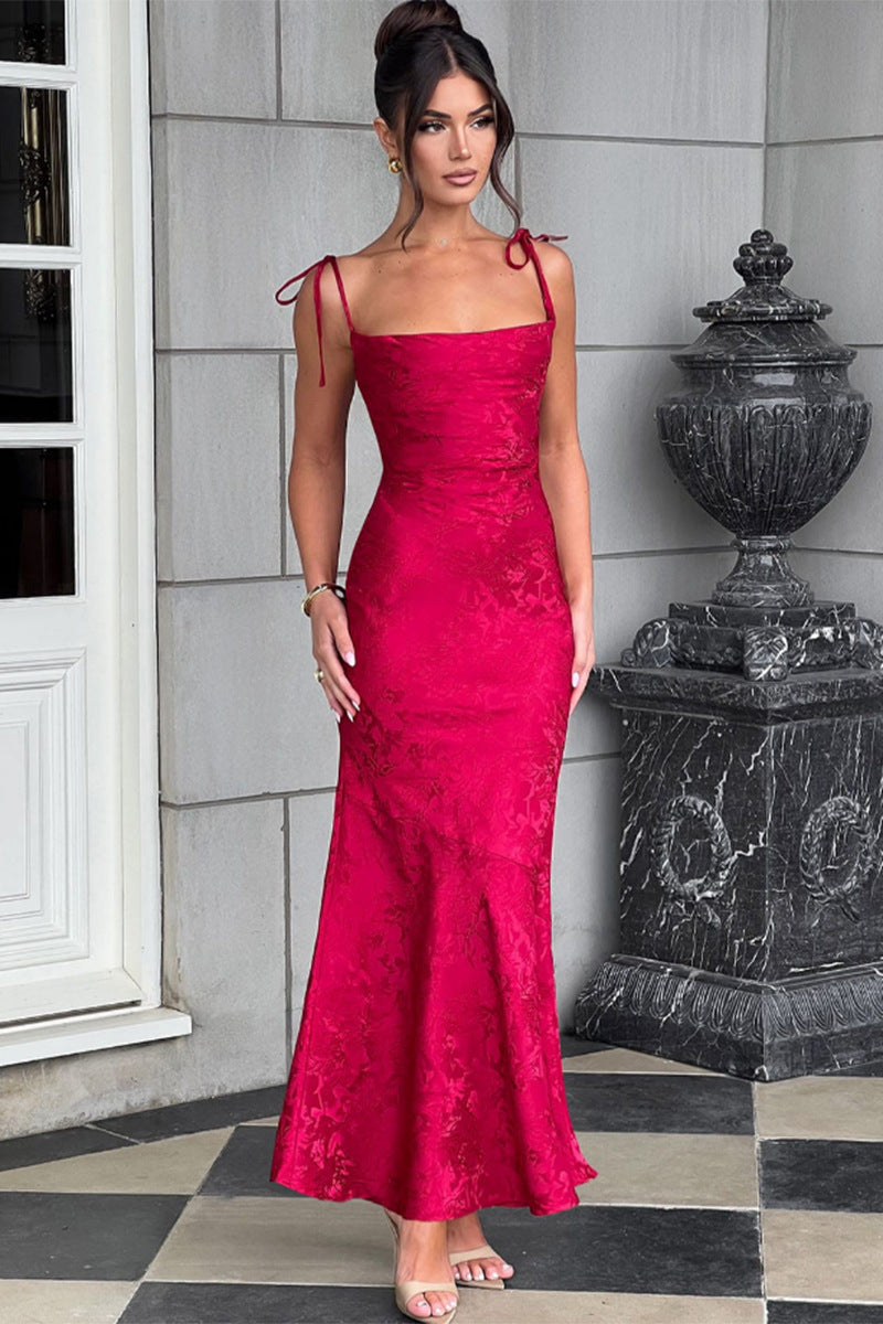 Damen Elegantes Maxikleid mit verführerischen Spaghettiträgern Drune