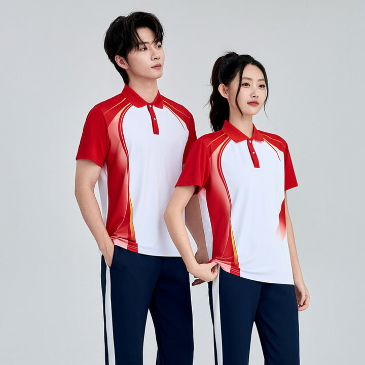 Unisex Badminton-Trainingsset mit Funktionspolo und sportlicher Jogginghose Drune