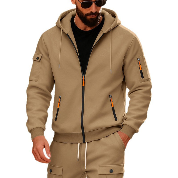 Herren nan Kapuzenjacke mit wasserabweisenden Reißverschlüssen und multifunktionalen Taschen Drune