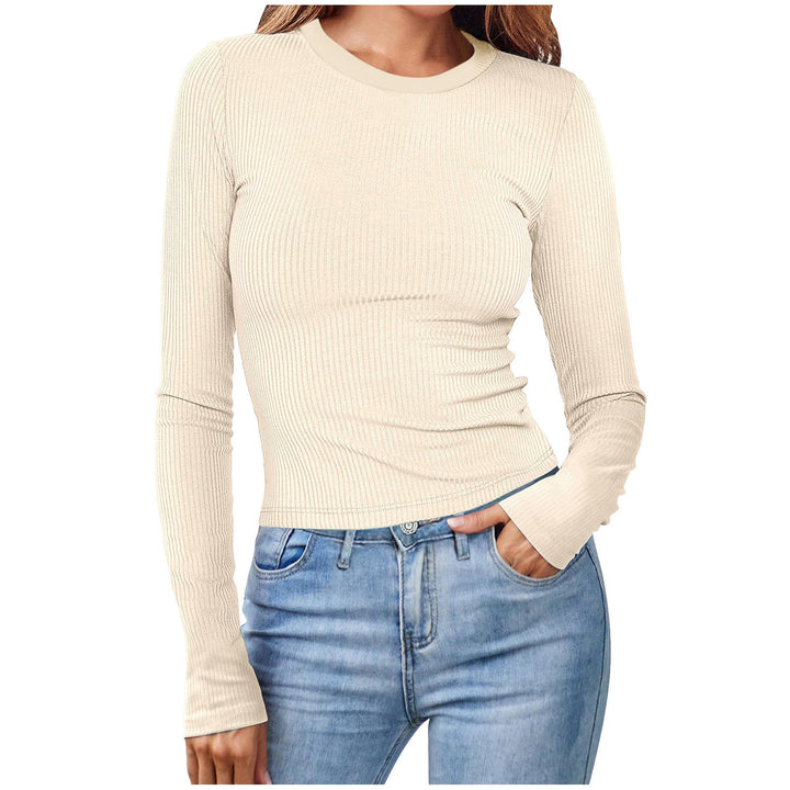 Damen figurbetontes Langarmshirt mit Rippstruktur Drune