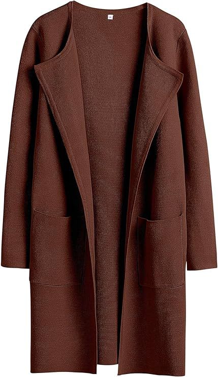 Damen Oversized Strickmantel mit offenen Fronten und praktischen Taschen Drune