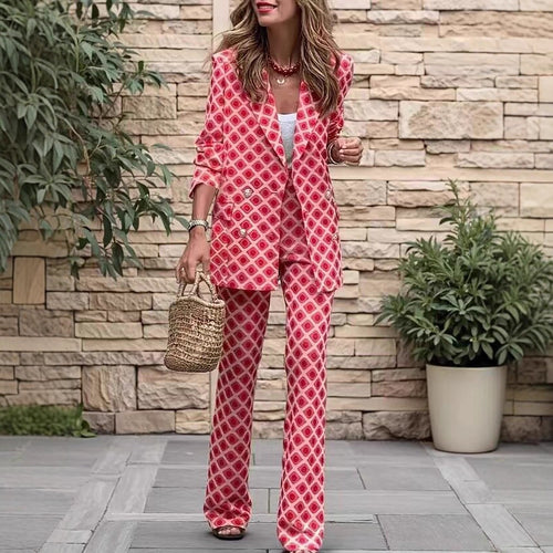 Damen Modisches Anzug-Set mit stilvollem Muster Drune