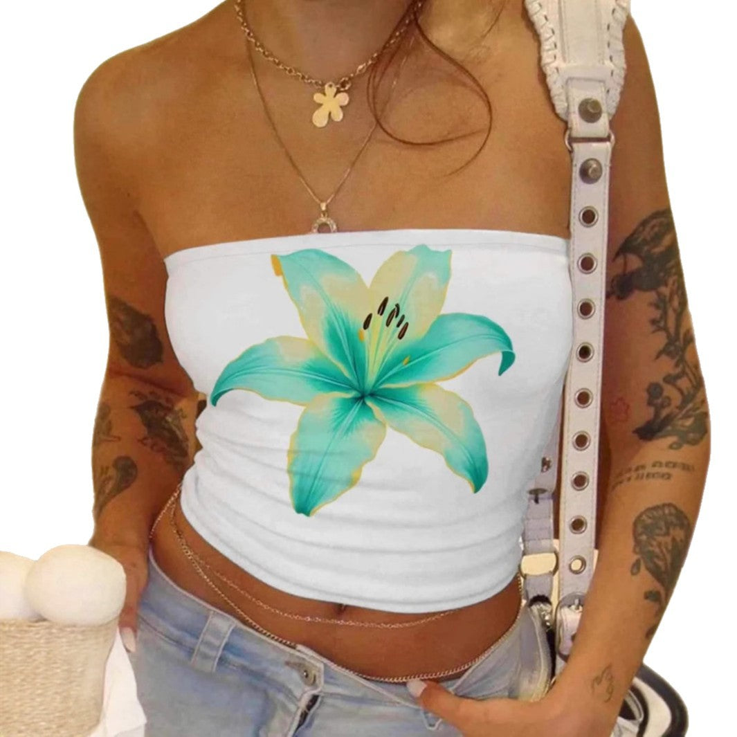 Damen Bandeau-Top mit floralem Design Drune