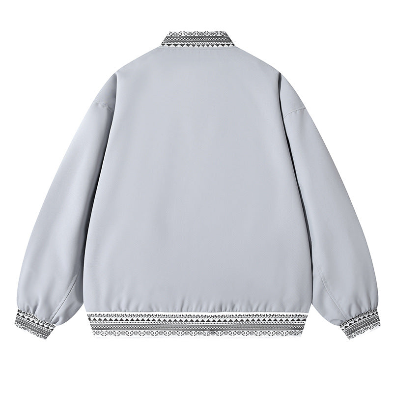 Damen Oversize Bomberjacke mit folklorischen Stickborden Drune