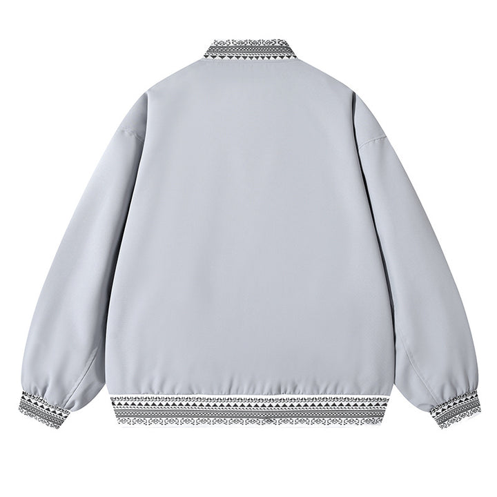 Damen Oversize Bomberjacke mit folklorischen Stickborden Drune