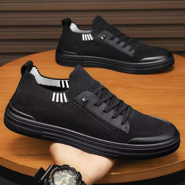 Herren Low-Top Strick-City-Sneaker mit elastischem Schaft, seitlichem Reißverschluss und stoßdämpfender Gummisohle Drune