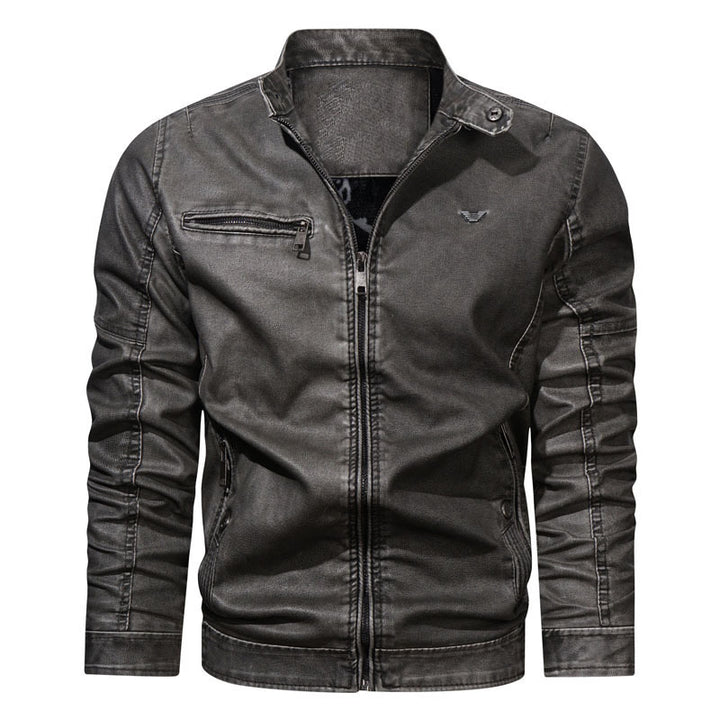 Herren Slim‑Fit Jeansblouson mit Used‑Optik, Reißverschluss‑Brusttasche und gesteppter Ärmelpartie Drune