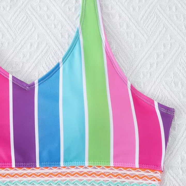 Damen Bikini-Set mit breitem Farbblockdesign und hohem Bündchen Drune