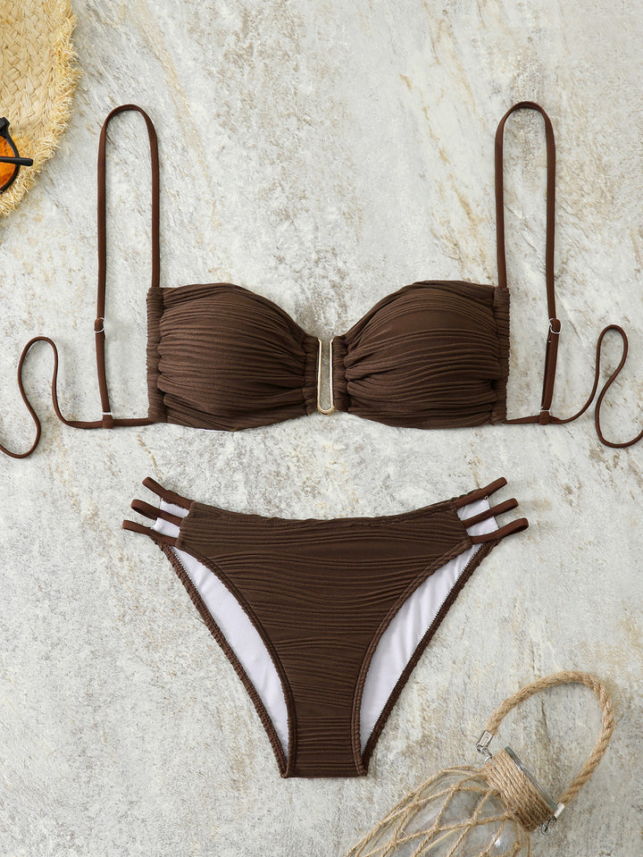 Damen Balkon-Bikini mit raffiniertem Rüschendesign und eleganten Trägern Drune