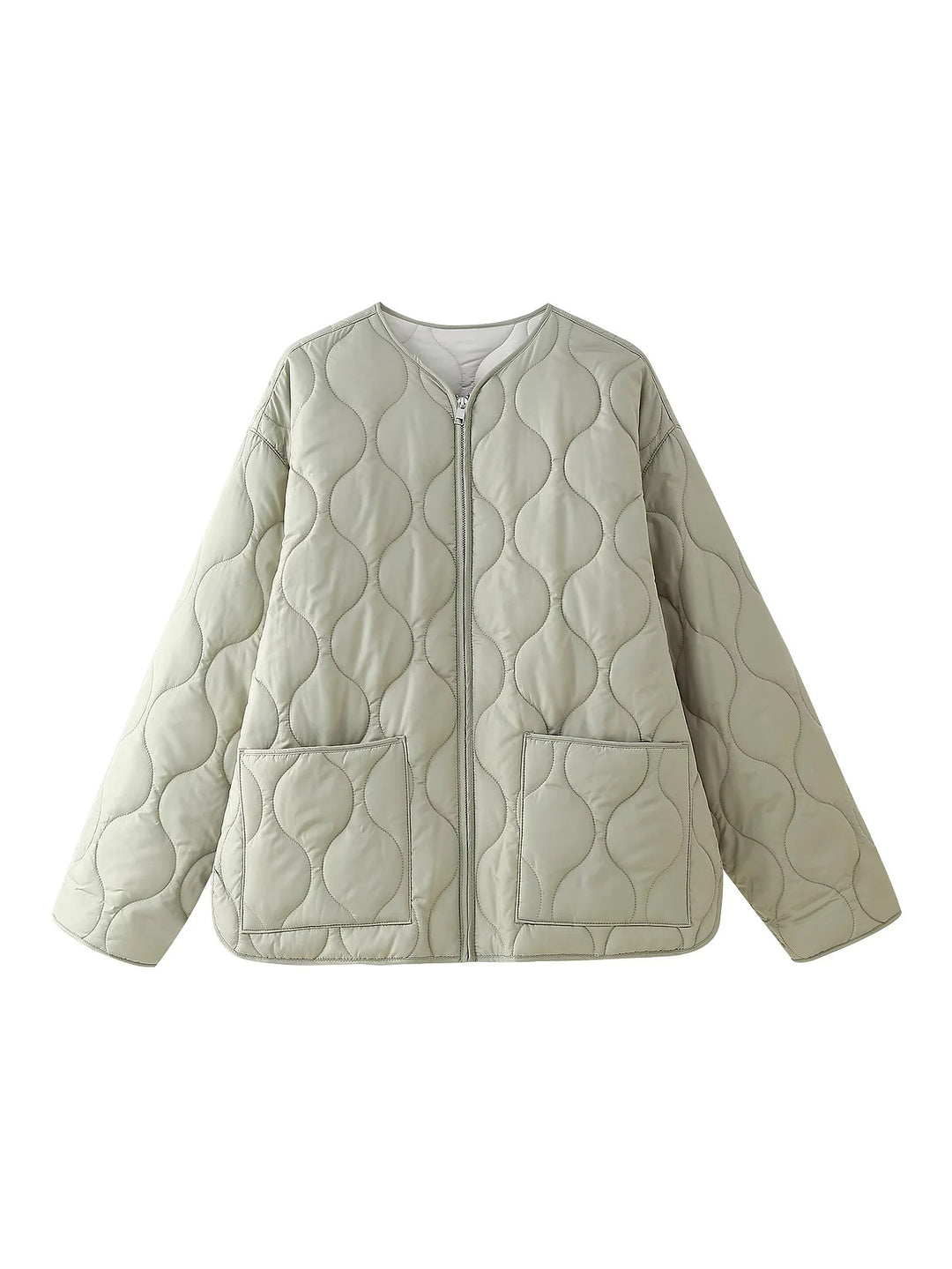 Damen nan leichte A‑Linien Steppjacke mit Tropfensteppung, Rundhalsausschnitt und aufgesetzten Fronttaschen Drune