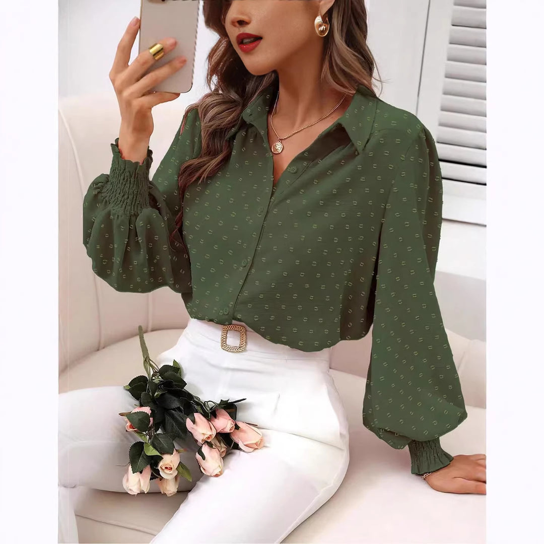 Damen Cropped-Bluse mit Struktur, Puffärmeln und Smokbündchen Drune