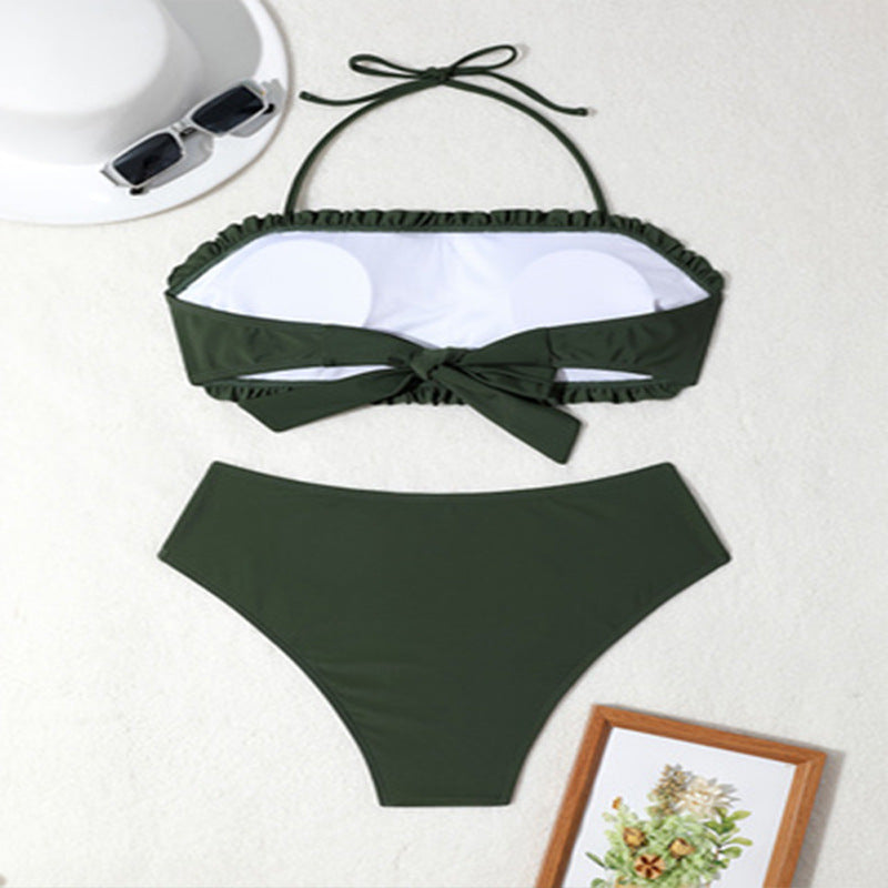 Damen Bandeau-Bikini mit Rüschen und Schleifendetail Drune