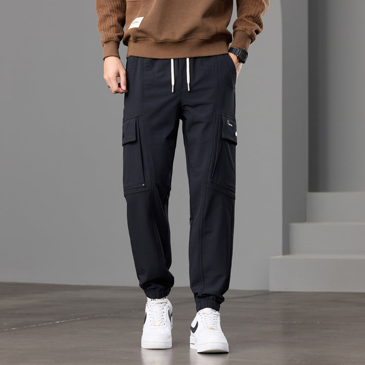 Herren Tapered Cargo-Joggerhose mit Knieeinsatz, Tunnelzugbund und Klappentaschen Drune