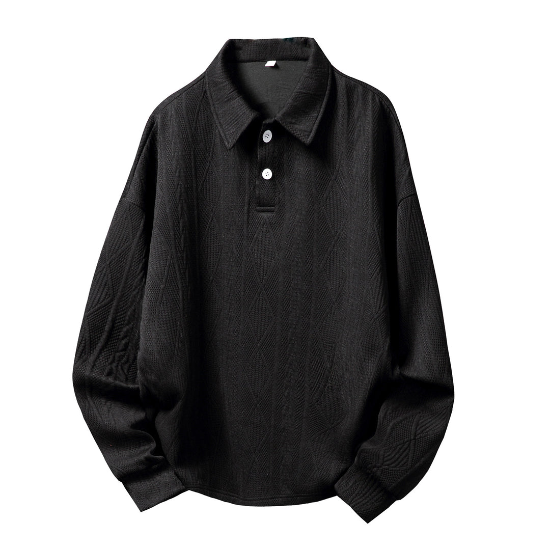 Unisex Oversize Strick-Poloshirt mit Henley-Knopfleiste und Strukturstrick Drune