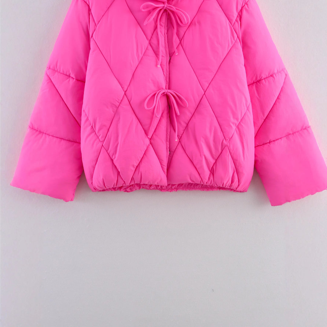 Damen gesteppte Freizeitjacke mit hoch stehendem Kragen und Kordelzug Drune