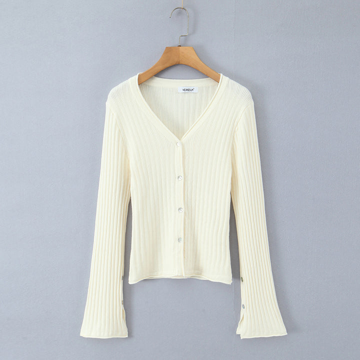 Damen Feinstrick-Cardigan mit V-Ausschnitt und plissiertem Minirock-Set Drune
