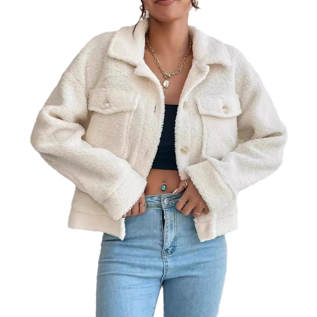 Damen Kuschelige Fleecejacke im stylishen Design mit Taschen Drune