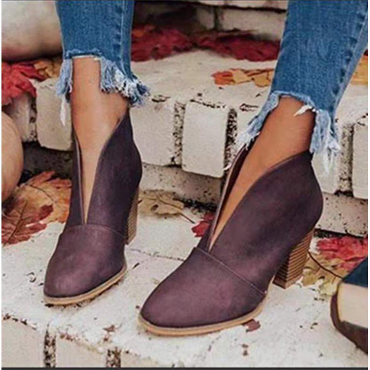 Damen High-Heel Stiefeletten mit elegantem Ausschnitt und modischem Blockabsatz Drune