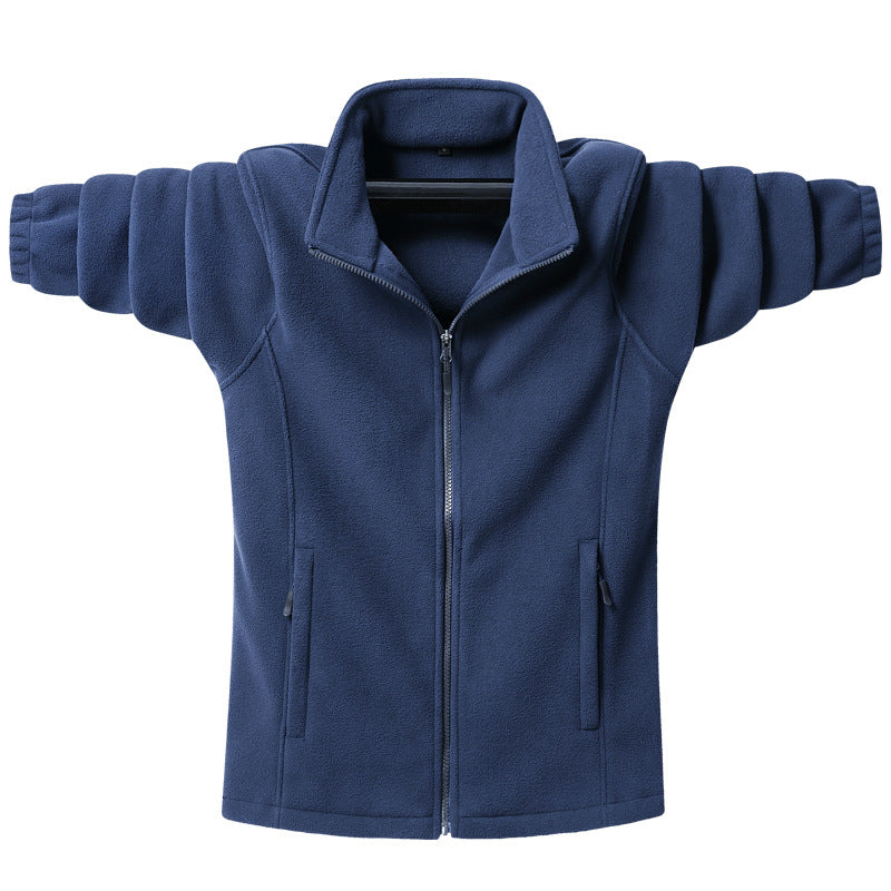 Herren klassische Fleecejacke mit durchgehendem Reißverschluss, Stehkragen und verdeckten Eingrifftaschen Drune