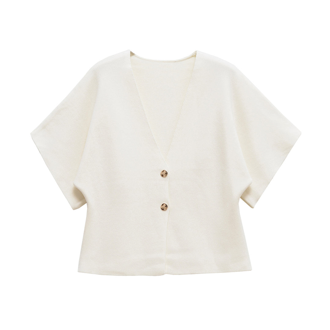 Damen leichte Strickjacke mit elegantem V-Ausschnitt und luxuriösen Knopfdetails Drune